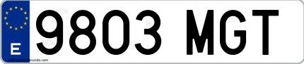 Ejemplo de matrícula española 9803 MGT