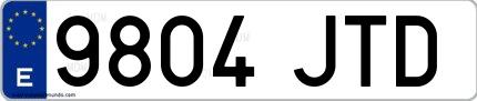 Ejemplo de matrícula española 9804 JTD