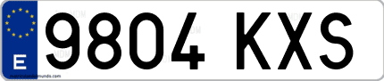 Ejemplo de matrícula de coche ordinaria 9804 KXS