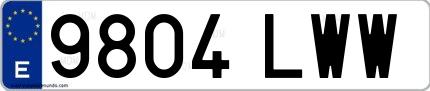 Ejemplo de matrícula española 9804 LWW