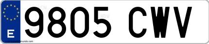 Ejemplo de matrícula española 9805 CWV