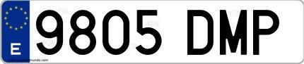 Ejemplo de matrícula española 9805 DMP