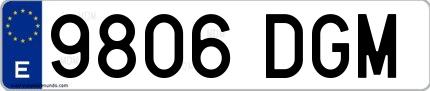 Ejemplo de matrícula española 9806 DGM