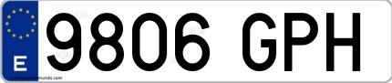 Ejemplo de matrícula española 9806 GPH