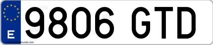 Ejemplo de matrícula española 9806 GTD