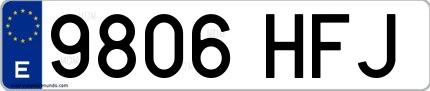 Ejemplo de matrícula española 9806 HFJ