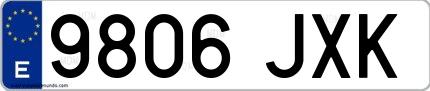 Ejemplo de matrícula española 9806 JXK