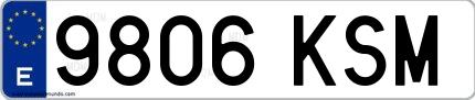 Ejemplo de matrícula española 9806 KSM