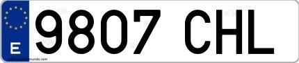 Ejemplo de matrícula española 9807 CHL