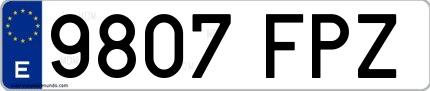 Ejemplo de matrícula española 9807 FPZ