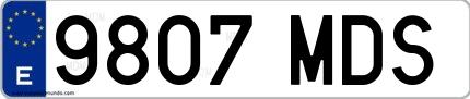 Ejemplo de matrícula española 9807 MDS