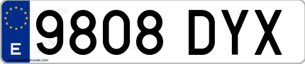 Ejemplo de matrícula de coche ordinaria 9808 DYX