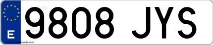 Ejemplo de matrícula española 9808 JYS