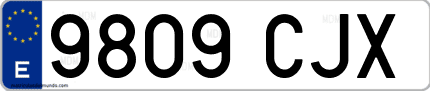 Ejemplo de matrícula de coche ordinaria 9809 CJX