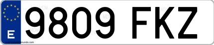 Ejemplo de matrícula española 9809 FKZ