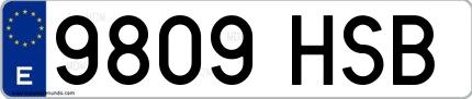 Ejemplo de matrícula española 9809 HSB