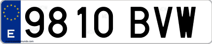 Ejemplo de matrícula de coche ordinaria 9810 BVW