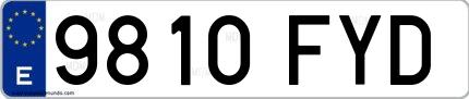 Ejemplo de matrícula española 9810 FYD