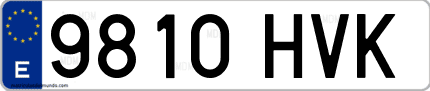 Ejemplo de matrícula de coche ordinaria 9810 HVK