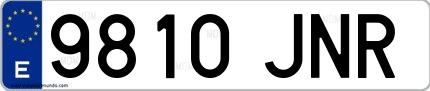 Ejemplo de matrícula española 9810 JNR