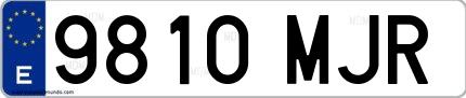 Ejemplo de matrícula española 9810 MJR