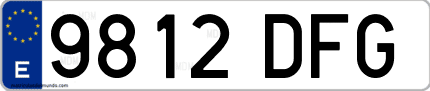 Ejemplo de matrícula de coche ordinaria 9812 DFG