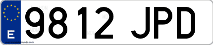 Ejemplo de matrícula de coche ordinaria 9812 JPD