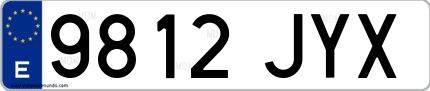 Ejemplo de matrícula española 9812 JYX