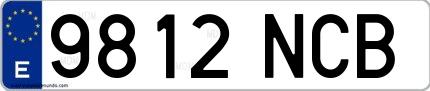 Ejemplo de matrícula española 9812 NCB