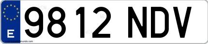Ejemplo de matrícula española 9812 NDV