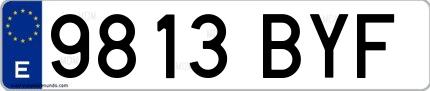 Ejemplo de matrícula española 9813 BYF