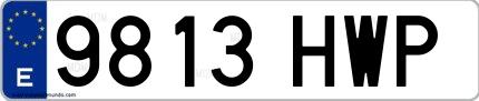 Ejemplo de matrícula española 9813 HWP