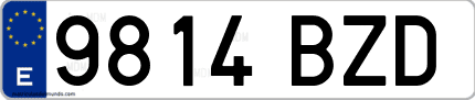 Ejemplo de matrícula de coche ordinaria 9814 BZD