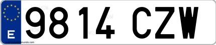 Ejemplo de matrícula española 9814 CZW