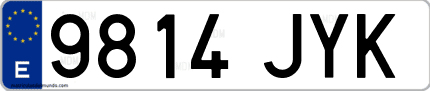 Ejemplo de matrícula de coche ordinaria 9814 JYK