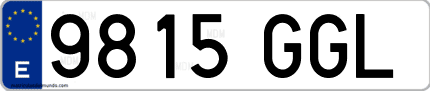 Ejemplo de matrícula de coche ordinaria 9815 GGL