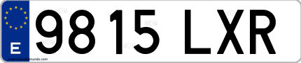 Ejemplo de matrícula de coche ordinaria 9815 LXR