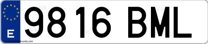 Ejemplo de matrícula española 9816 BML