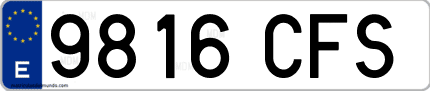 Ejemplo de matrícula de coche ordinaria 9816 CFS