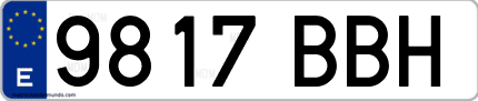 Ejemplo de matrícula de coche ordinaria 9817 BBH