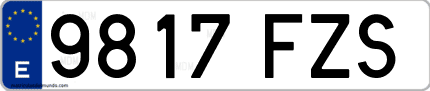 Ejemplo de matrícula de coche ordinaria 9817 FZS