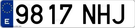 Ejemplo de matrícula española 9817 NHJ