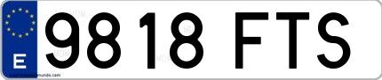 Ejemplo de matrícula española 9818 FTS