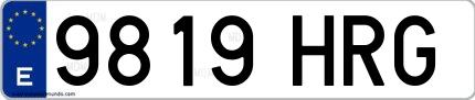 Ejemplo de matrícula española 9819 HRG