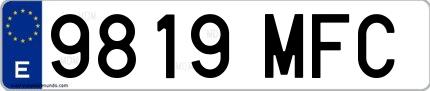 Ejemplo de matrícula española 9819 MFC
