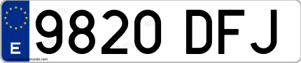 Ejemplo de matrícula de coche ordinaria 9820 DFJ