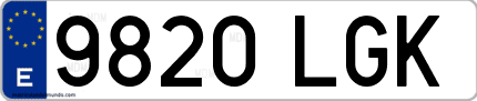 Ejemplo de matrícula de coche ordinaria 9820 LGK