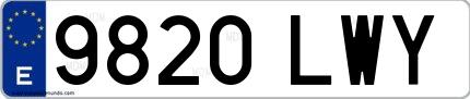 Ejemplo de matrícula española 9820 LWY