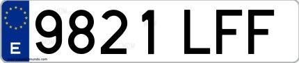 Ejemplo de matrícula española 9821 LFF
