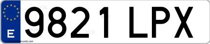 Ejemplo de matrícula española 9821 LPX